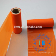 Cinta de resina de cera de color naranja para impresión de etiqueta de papel de envío